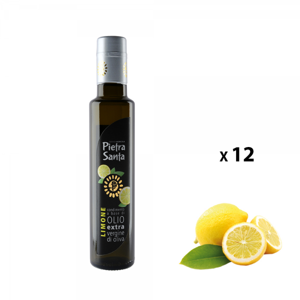 Confezione da 12 bottiglie di condimento a base di Olio extravergine di oliva e limone da 0,25 Litri