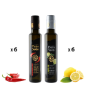 Box mit 12 Flaschen Würze aus nativen Olivenöl extra - Zitrone und Chili 0,25 Liter