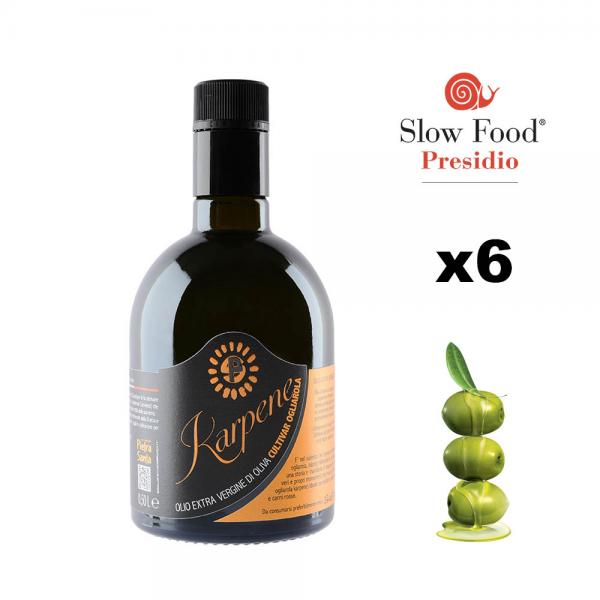 Confezione da 6 bottiglie di Olio extravergine di oliva ogliarola Karpene da 0,50 Litri