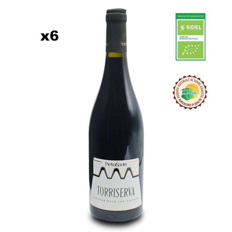 Confezione da 6 bottiglie di Vino Susumaniello rosso pugliese: Torriserva